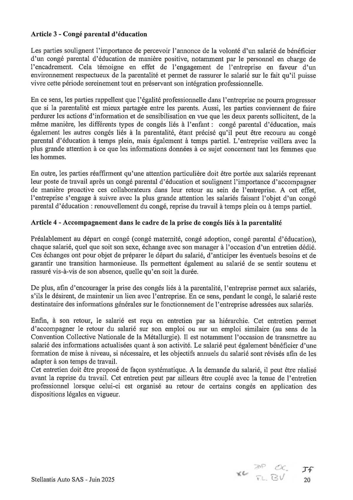 Accord Stellantis AUTO SAS relatif au développement de l'emploi féminin et à l'égalité professionnelle entre les Femmes et les Hommes 