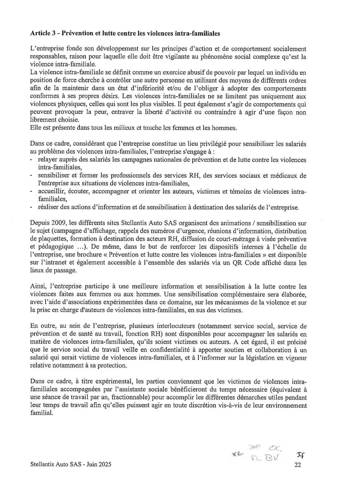 Accord Stellantis AUTO SAS relatif au développement de l'emploi féminin et à l'égalité professionnelle entre les Femmes et les Hommes 