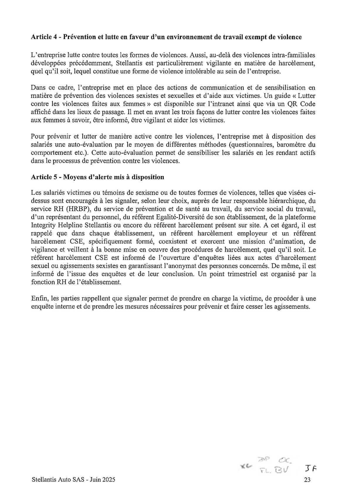 Accord Stellantis AUTO SAS relatif au développement de l'emploi féminin et à l'égalité professionnelle entre les Femmes et les Hommes 
