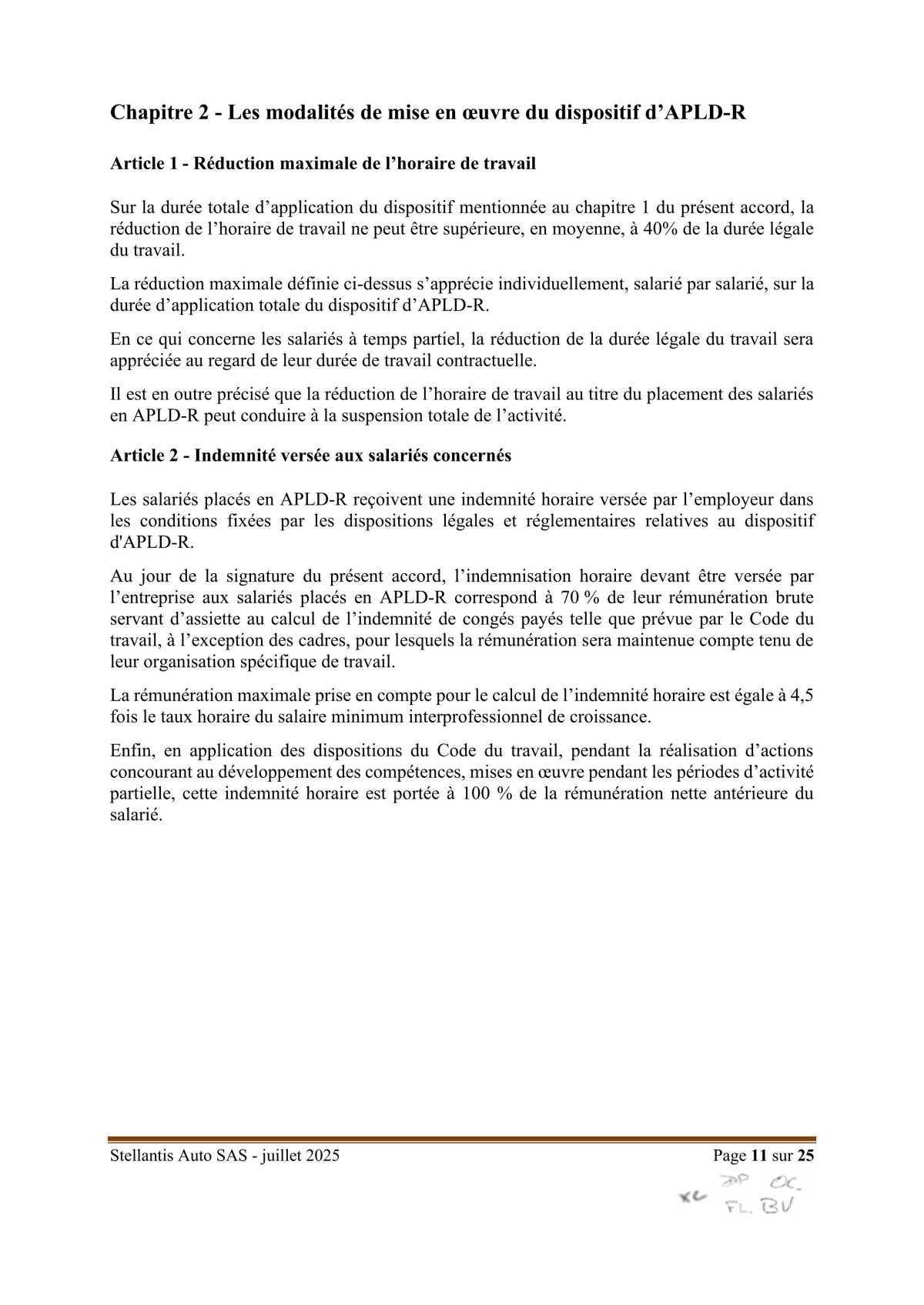 Accord Stellantis AUTO SAS portant sur la mise en œuvre du dispositif d'activité partielle de longue durée rebond