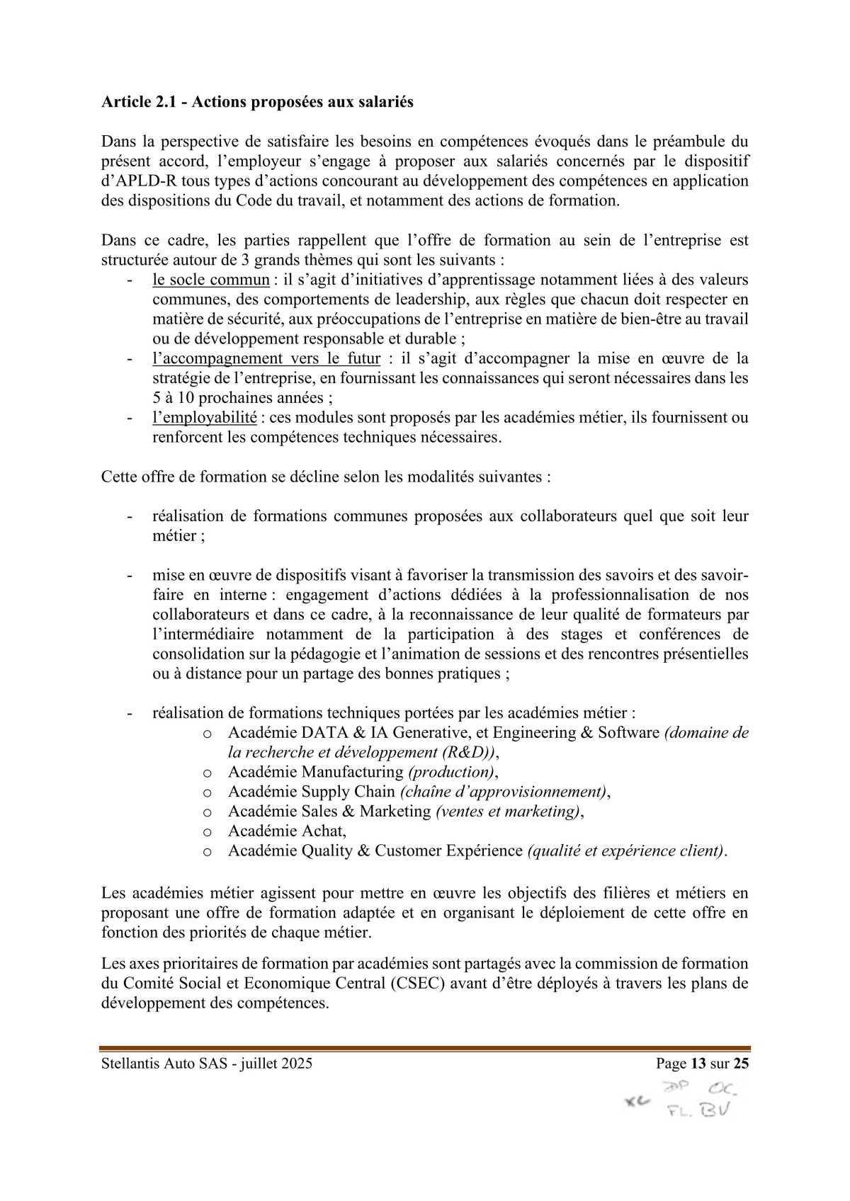 Accord Stellantis AUTO SAS portant sur la mise en œuvre du dispositif d'activité partielle de longue durée rebond