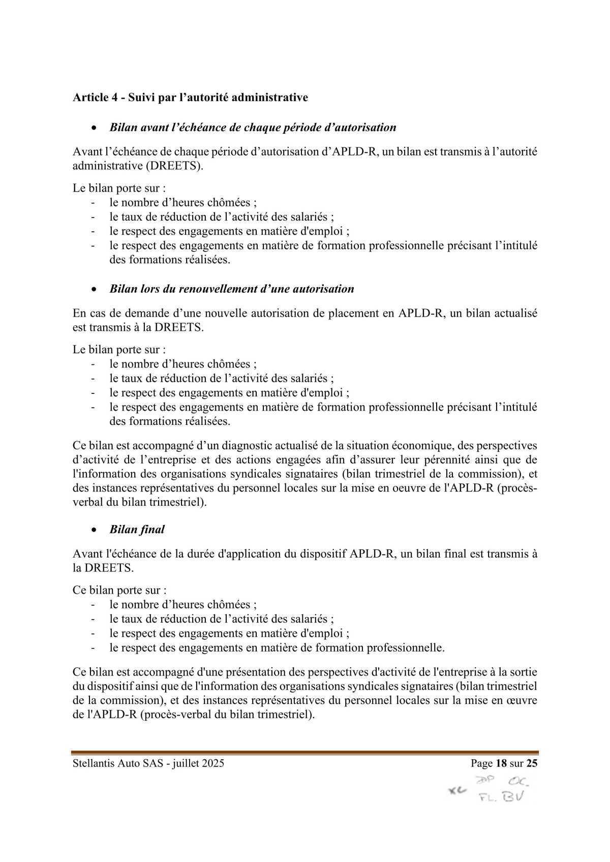 Accord Stellantis AUTO SAS portant sur la mise en œuvre du dispositif d'activité partielle de longue durée rebond