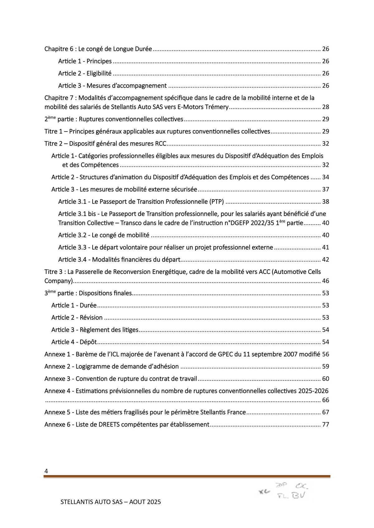 Accord Stellantis Auto SAS 2025-2026 relatif à la gestion des emplois et des parcours professionnels et aux ruptures conventionnelles collectives