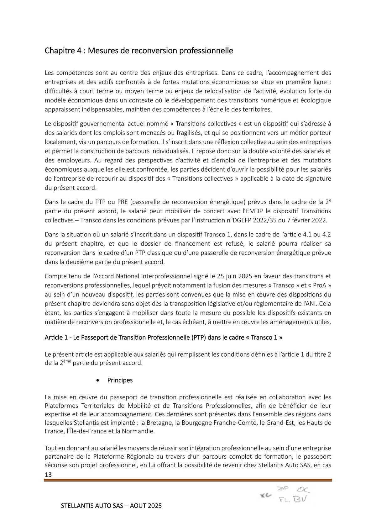 Accord Stellantis Auto SAS 2025-2026 relatif à la gestion des emplois et des parcours professionnels et aux ruptures conventionnelles collectives