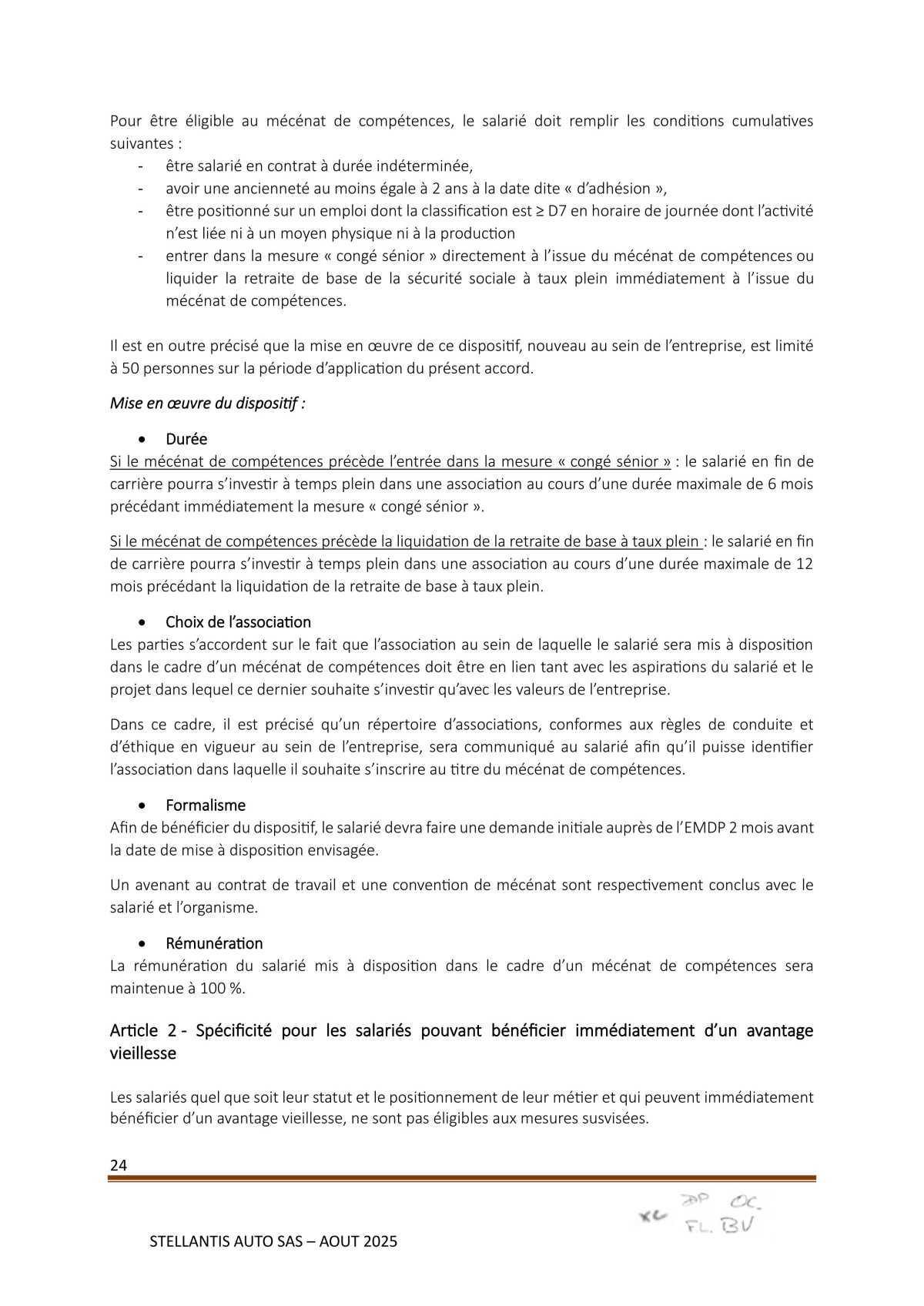 Accord Stellantis Auto SAS 2025-2026 relatif à la gestion des emplois et des parcours professionnels et aux ruptures conventionnelles collectives