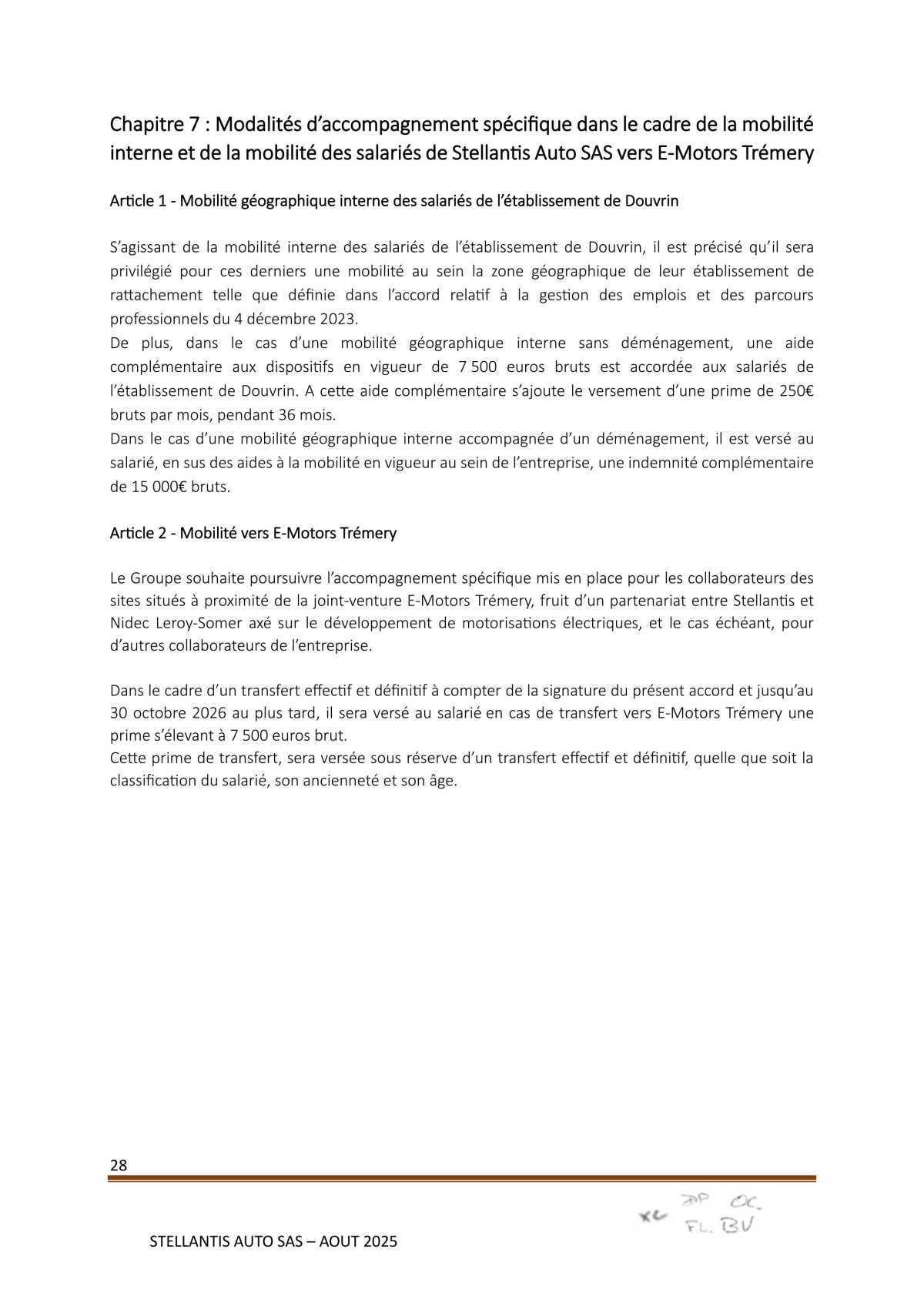 Accord Stellantis Auto SAS 2025-2026 relatif à la gestion des emplois et des parcours professionnels et aux ruptures conventionnelles collectives