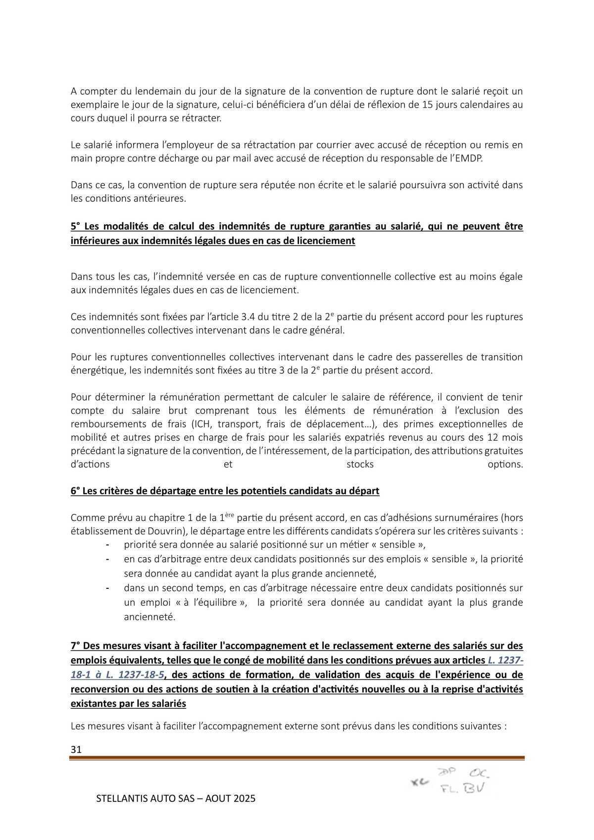 Accord Stellantis Auto SAS 2025-2026 relatif à la gestion des emplois et des parcours professionnels et aux ruptures conventionnelles collectives