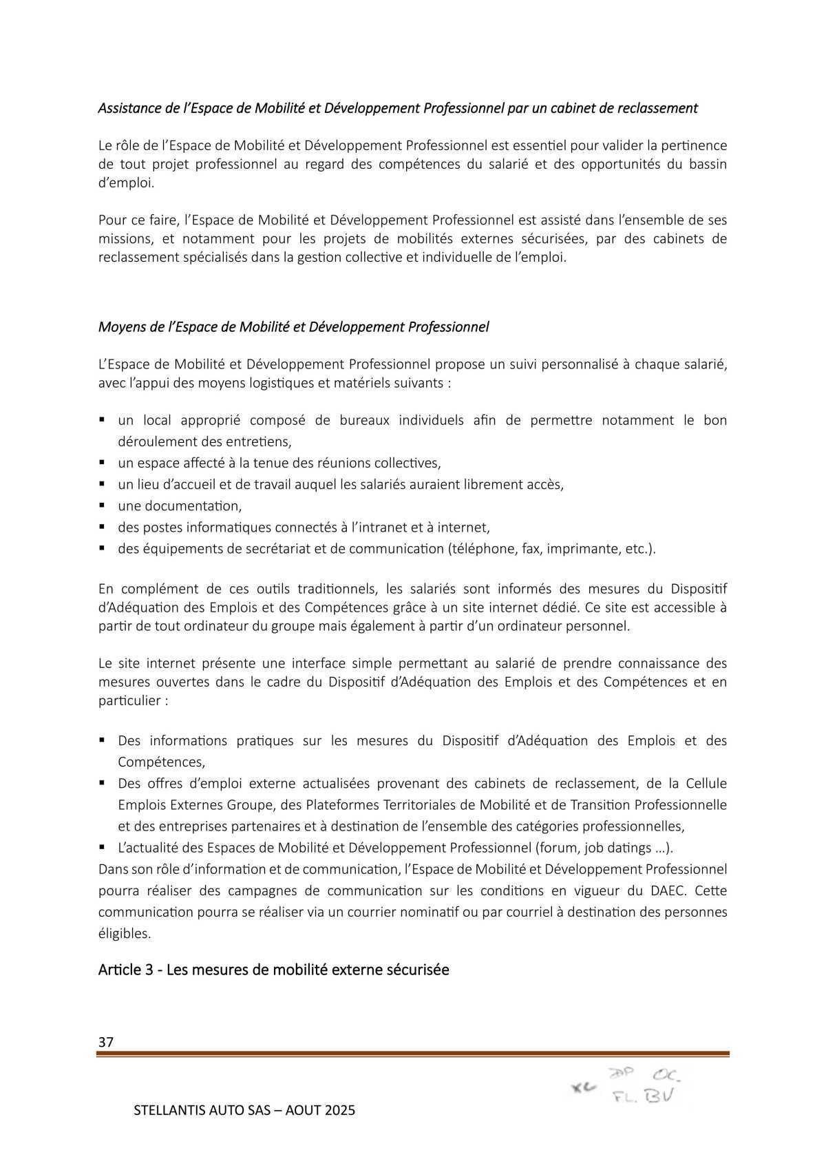 Accord Stellantis Auto SAS 2025-2026 relatif à la gestion des emplois et des parcours professionnels et aux ruptures conventionnelles collectives