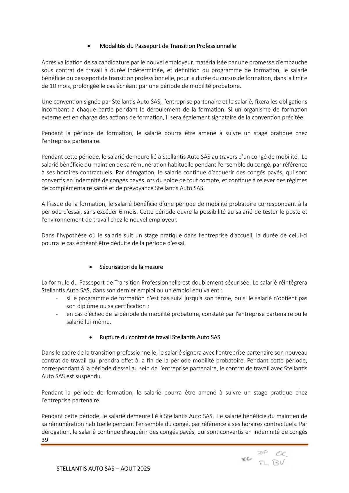 Accord Stellantis Auto SAS 2025-2026 relatif à la gestion des emplois et des parcours professionnels et aux ruptures conventionnelles collectives