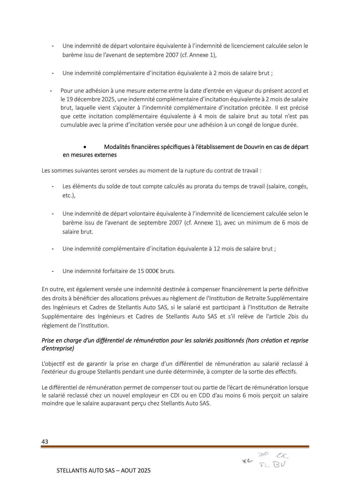 Accord Stellantis Auto SAS 2025-2026 relatif à la gestion des emplois et des parcours professionnels et aux ruptures conventionnelles collectives