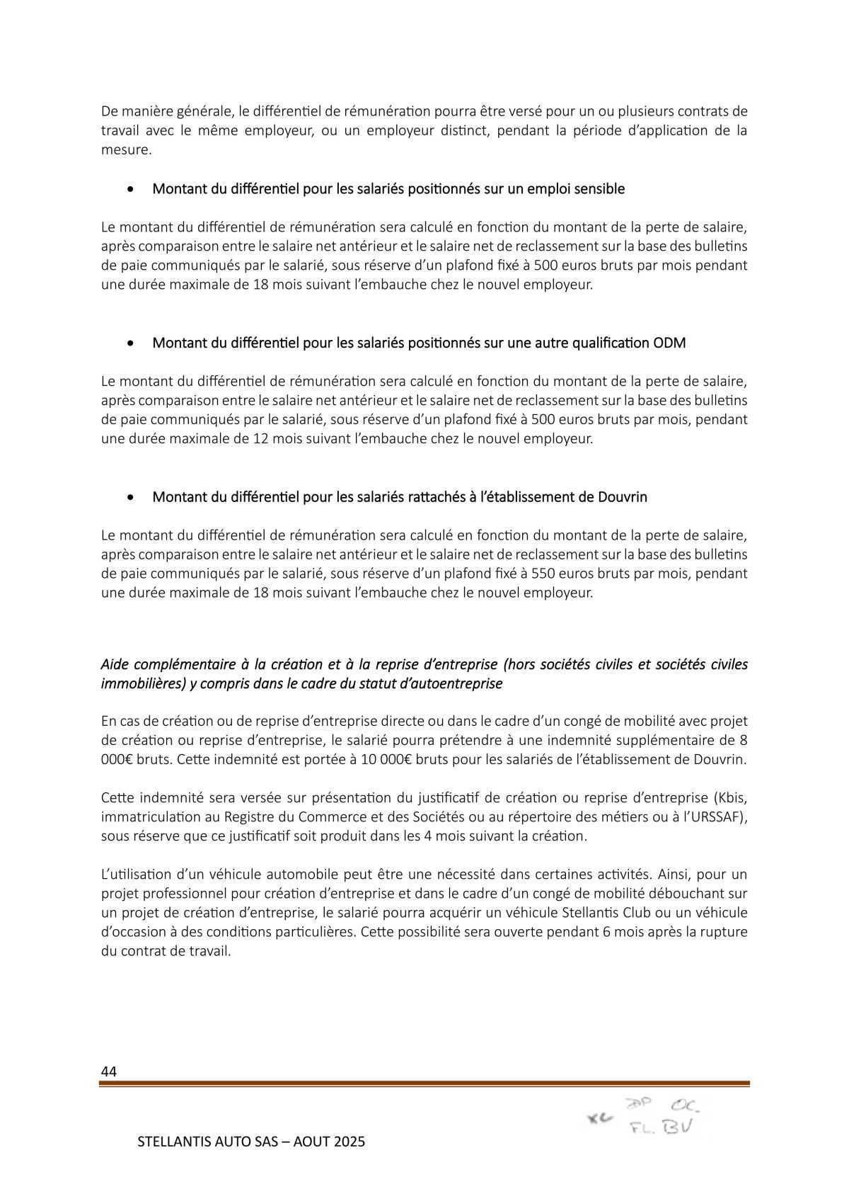Accord Stellantis Auto SAS 2025-2026 relatif à la gestion des emplois et des parcours professionnels et aux ruptures conventionnelles collectives