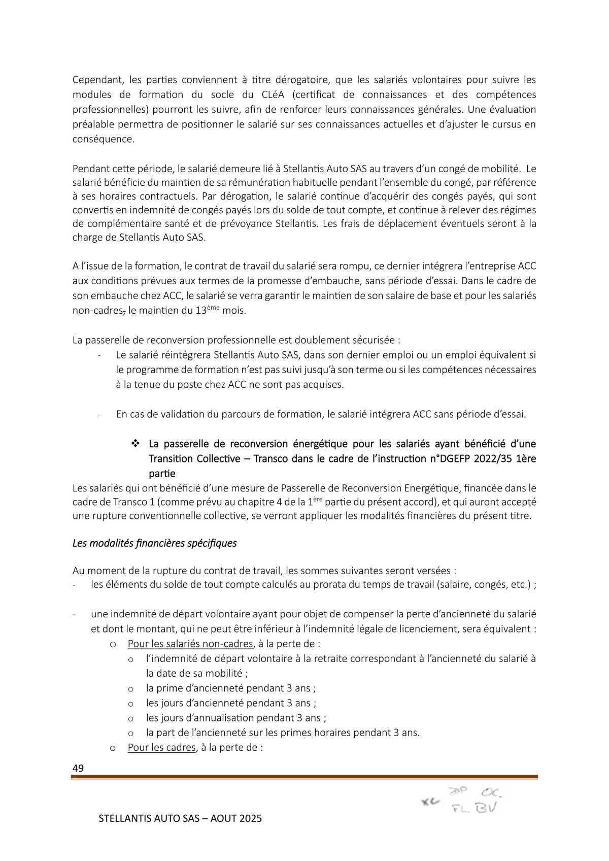 Accord Stellantis Auto SAS 2025-2026 relatif à la gestion des emplois et des parcours professionnels et aux ruptures conventionnelles collectives