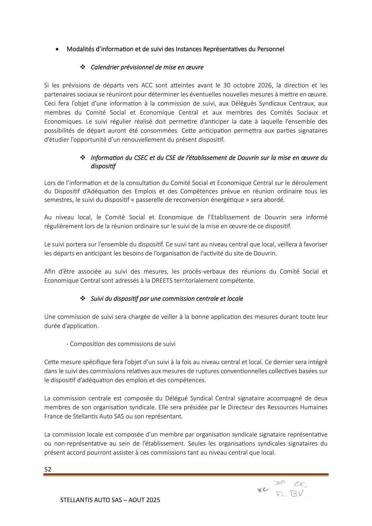 Accord Stellantis Auto SAS 2025-2026 relatif à la gestion des emplois et des parcours professionnels et aux ruptures conventionnelles collectives