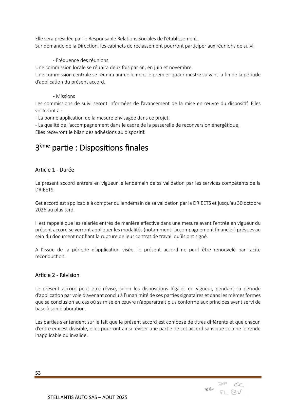 Accord Stellantis Auto SAS 2025-2026 relatif à la gestion des emplois et des parcours professionnels et aux ruptures conventionnelles collectives