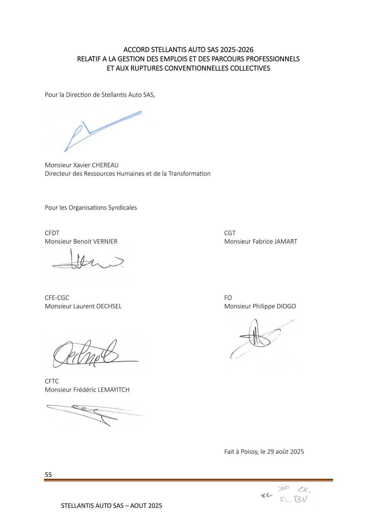 Accord Stellantis Auto SAS 2025-2026 relatif à la gestion des emplois et des parcours professionnels et aux ruptures conventionnelles collectives