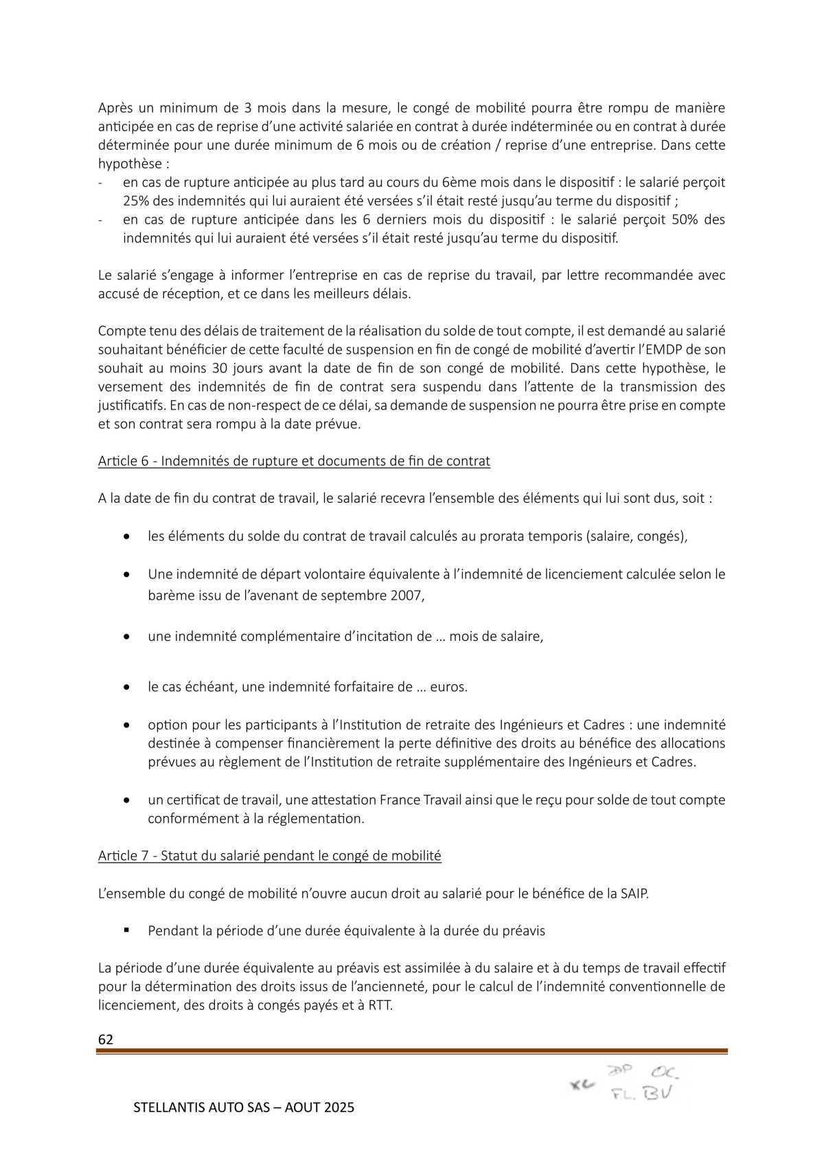 Accord Stellantis Auto SAS 2025-2026 relatif à la gestion des emplois et des parcours professionnels et aux ruptures conventionnelles collectives