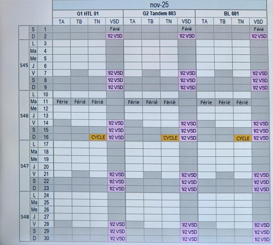 Info CGT CSE Ordinaire du 30 septembre 2025 ; calendrier de travail des mois d'octobre et prévisionnel novembre 2025