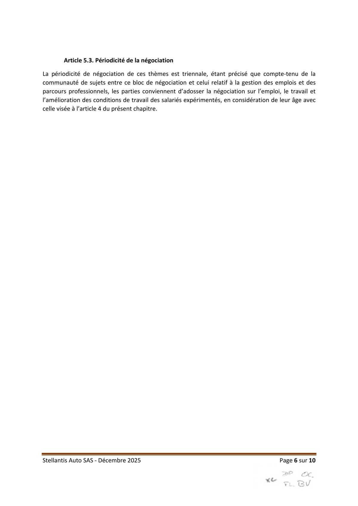 Accord relatif à la négociation périodique obligatoire 2026-2028 au sein de l'entreprise Stellantis Auto SAS