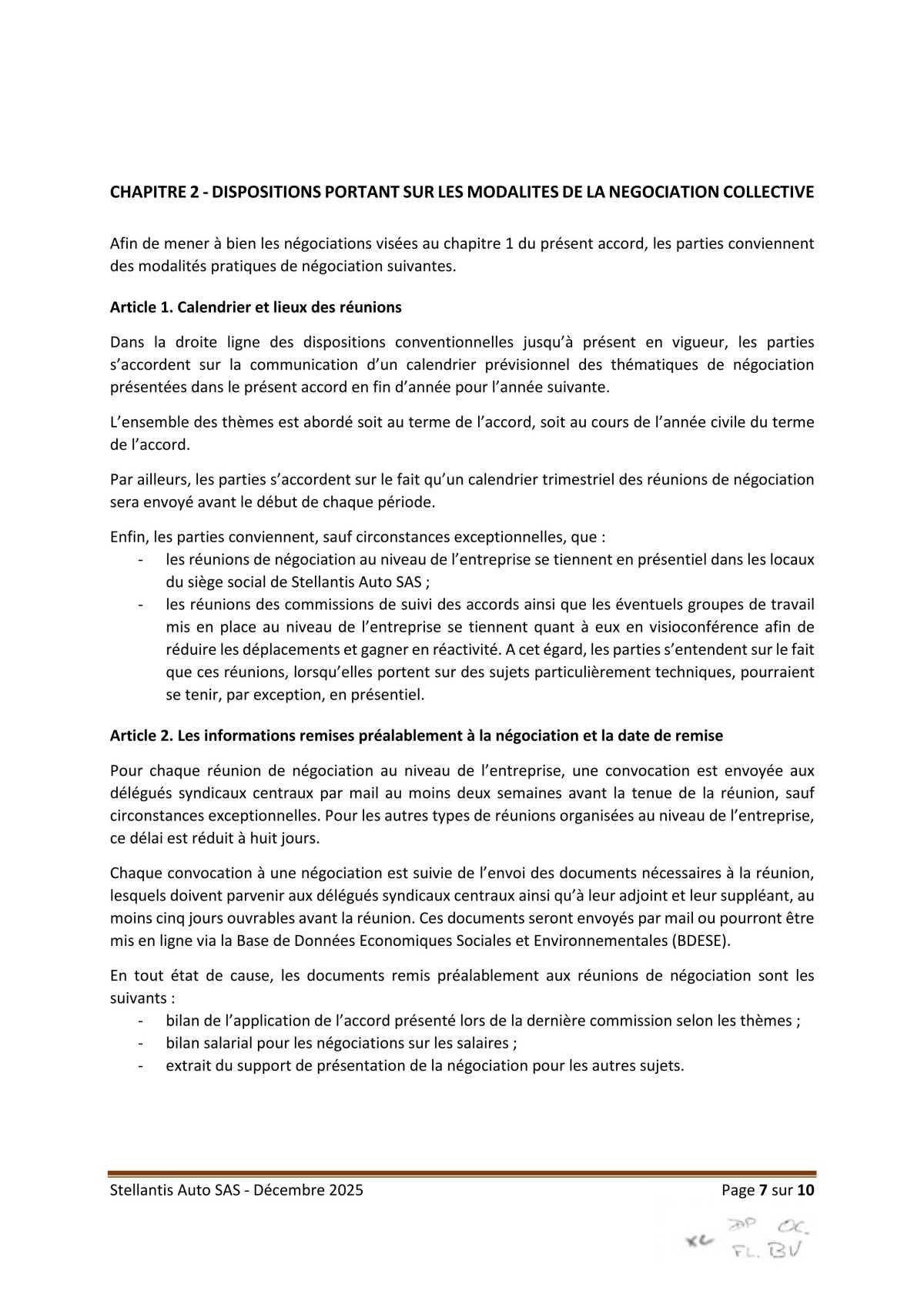 Accord relatif à la négociation périodique obligatoire 2026-2028 au sein de l'entreprise Stellantis Auto SAS