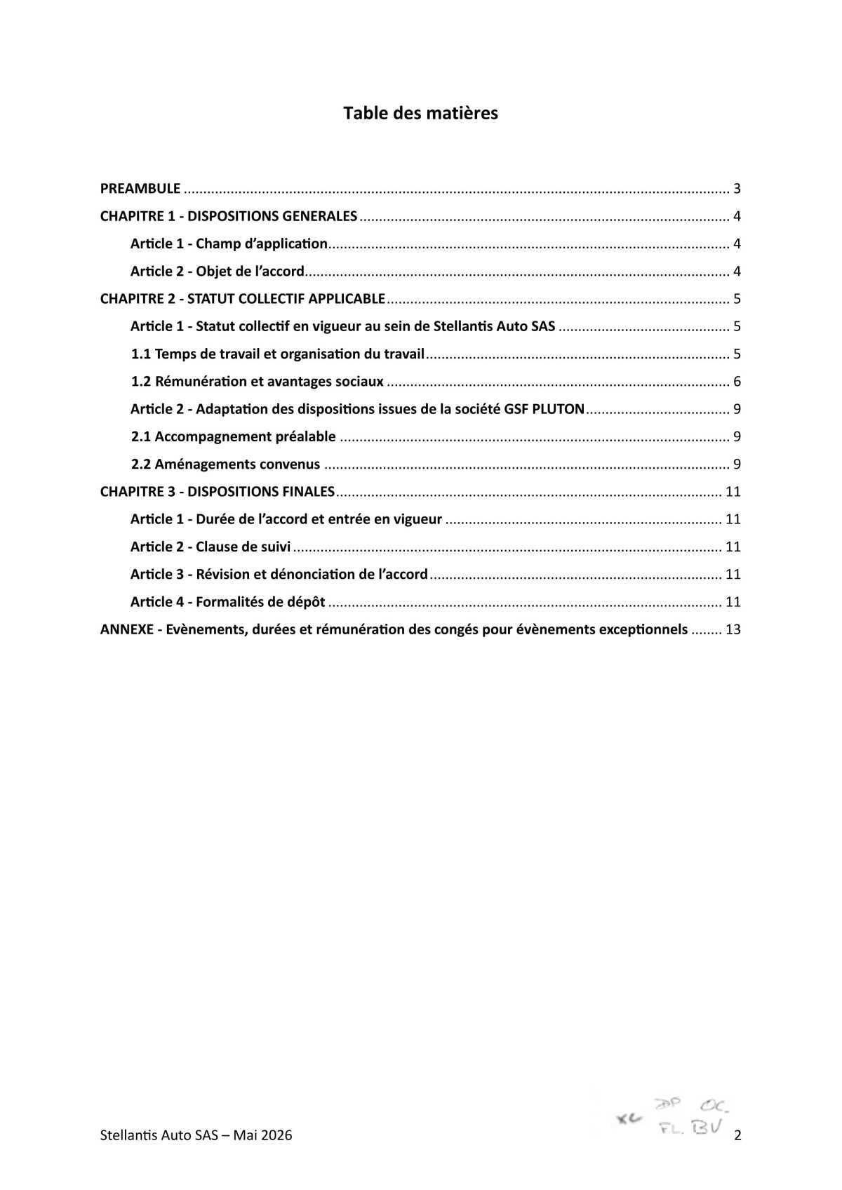 Accord collectif de substitution relatif à l'intégration de la société GSF PLUTON au sein de la société Stellantis Auto SAS