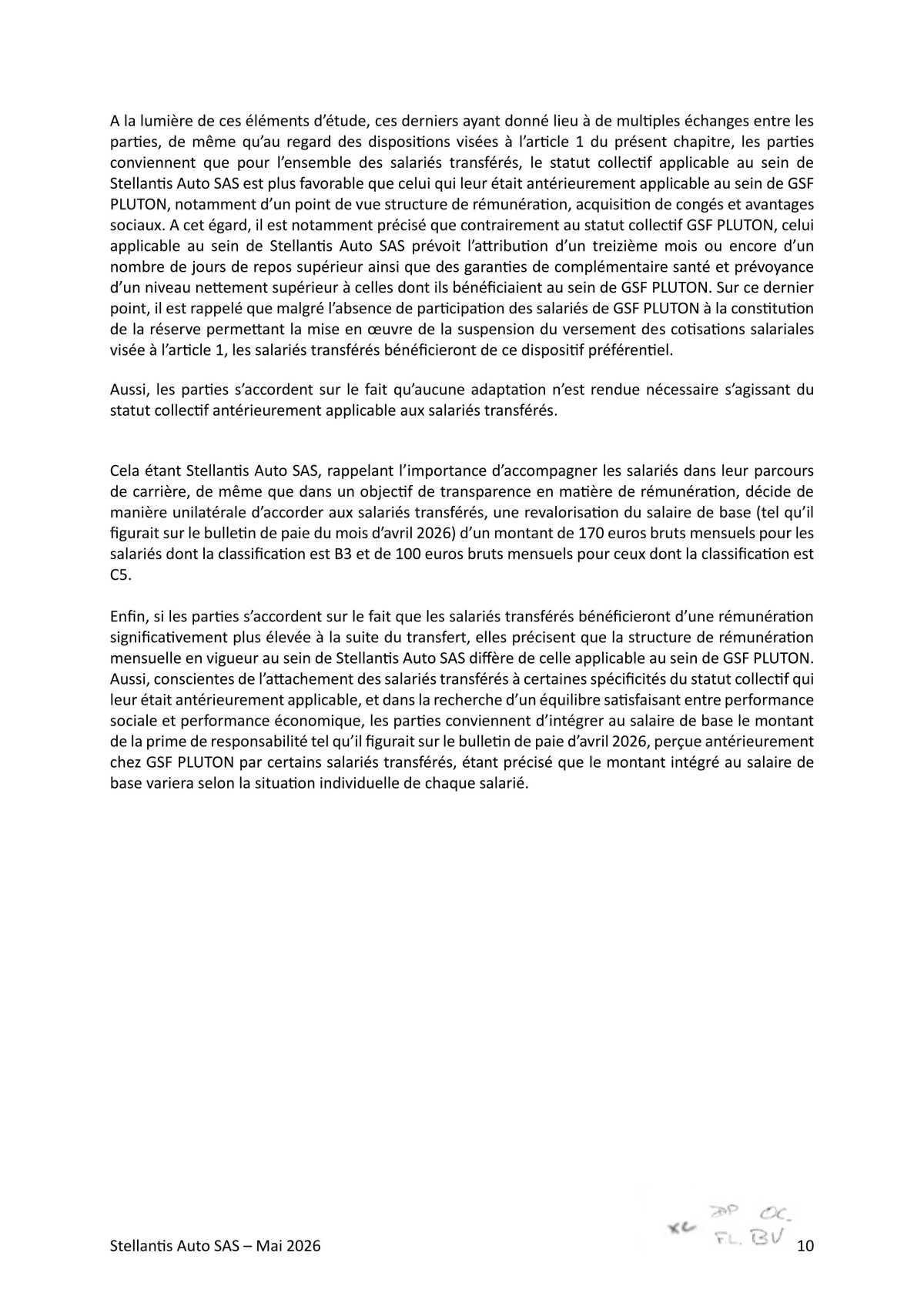 Accord collectif de substitution relatif à l'intégration de la société GSF PLUTON au sein de la société Stellantis Auto SAS