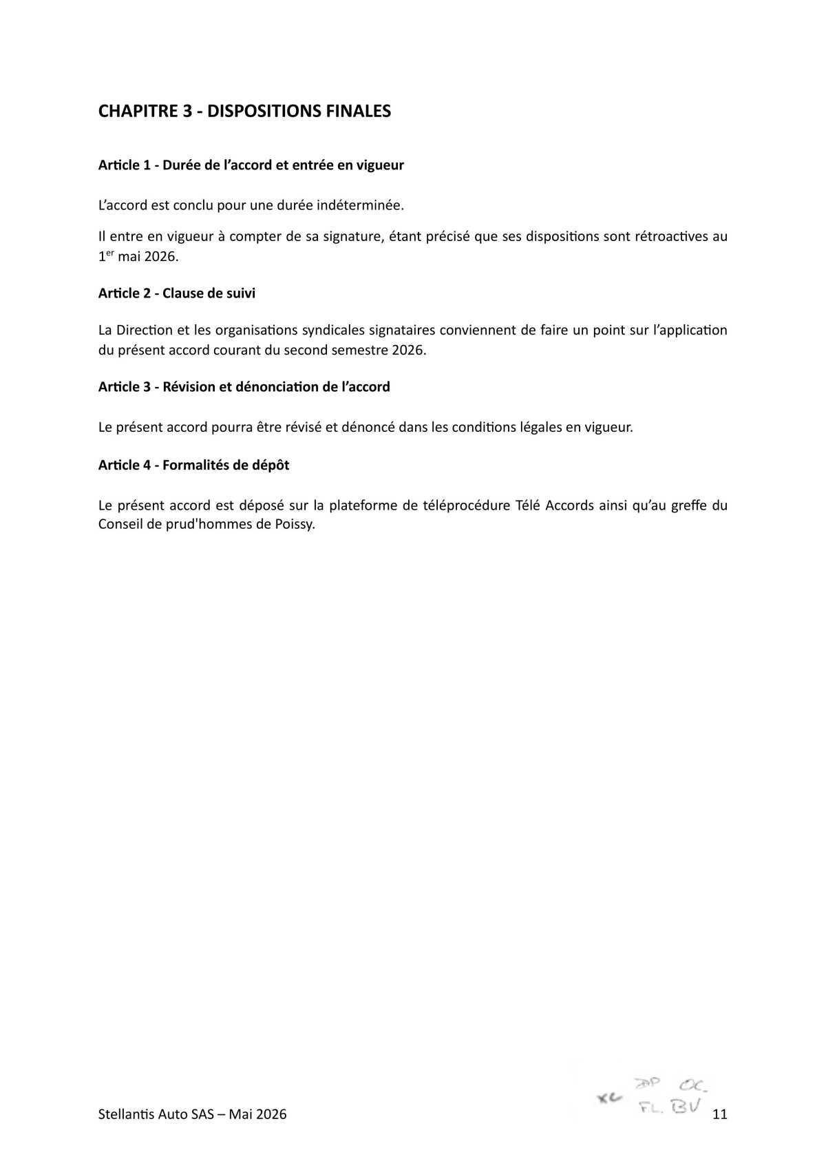 Accord collectif de substitution relatif à l'intégration de la société GSF PLUTON au sein de la société Stellantis Auto SAS