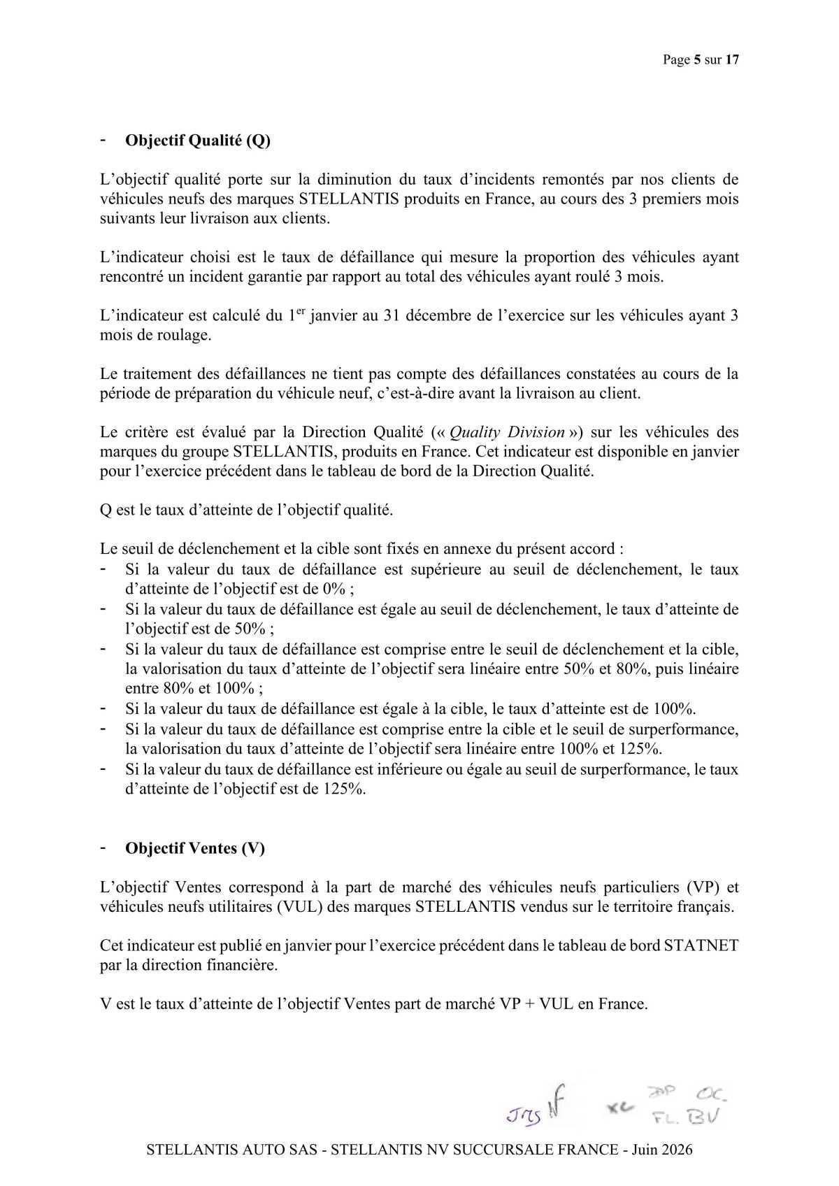 Accord de participation et d'intéressement 2026 Stellantis Auto SAS- Stellantis NV Succursale France 