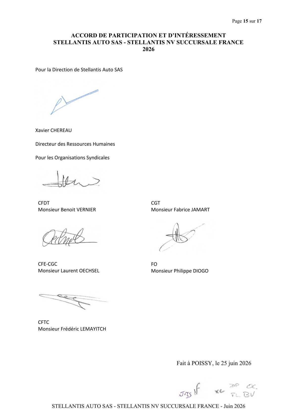 Accord de participation et d'intéressement 2026 Stellantis Auto SAS- Stellantis NV Succursale France 