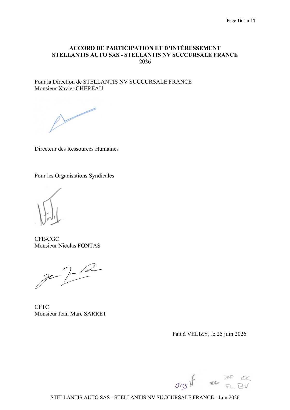 Accord de participation et d'intéressement 2026 Stellantis Auto SAS- Stellantis NV Succursale France 