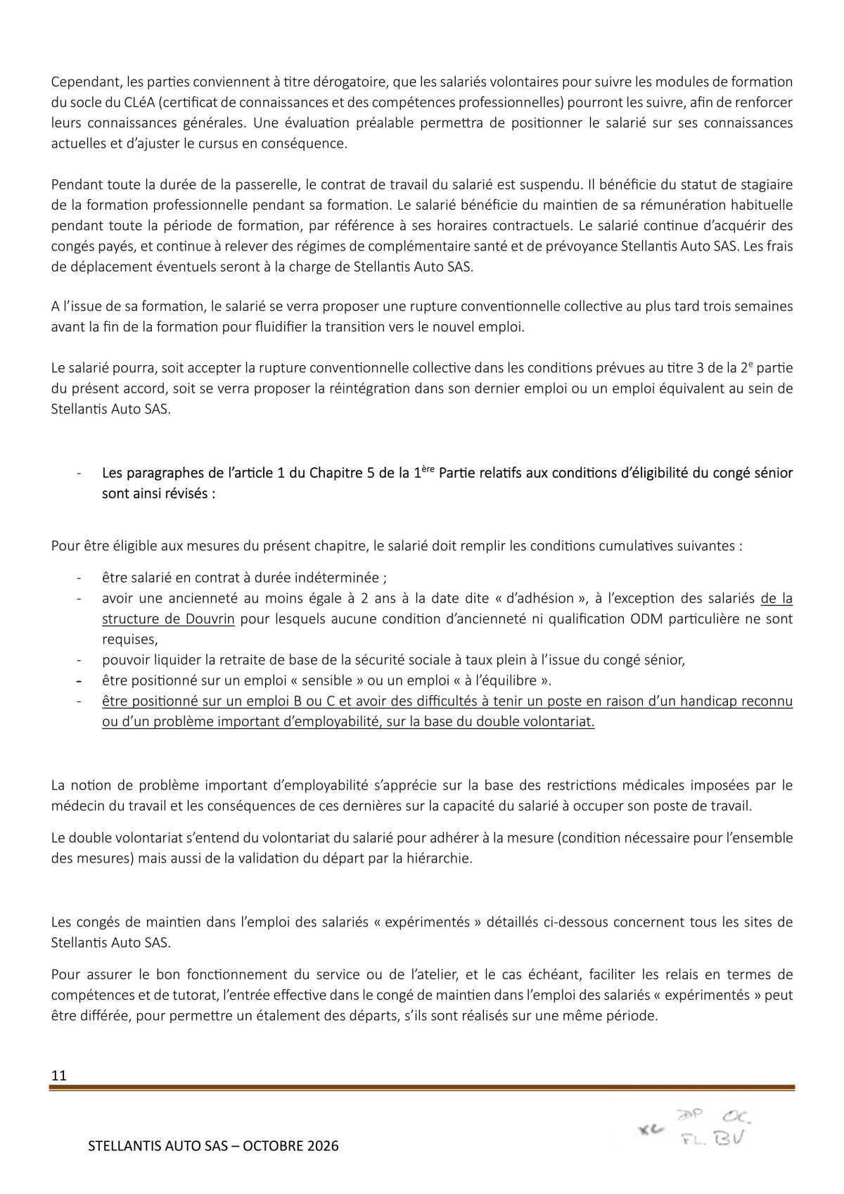 Avenant à l'accord Stellantis Auto SAS relatif à la gestion des emplois et des parcours professionnels et aux ruptures conventionnelles collectives du 29 août 2025