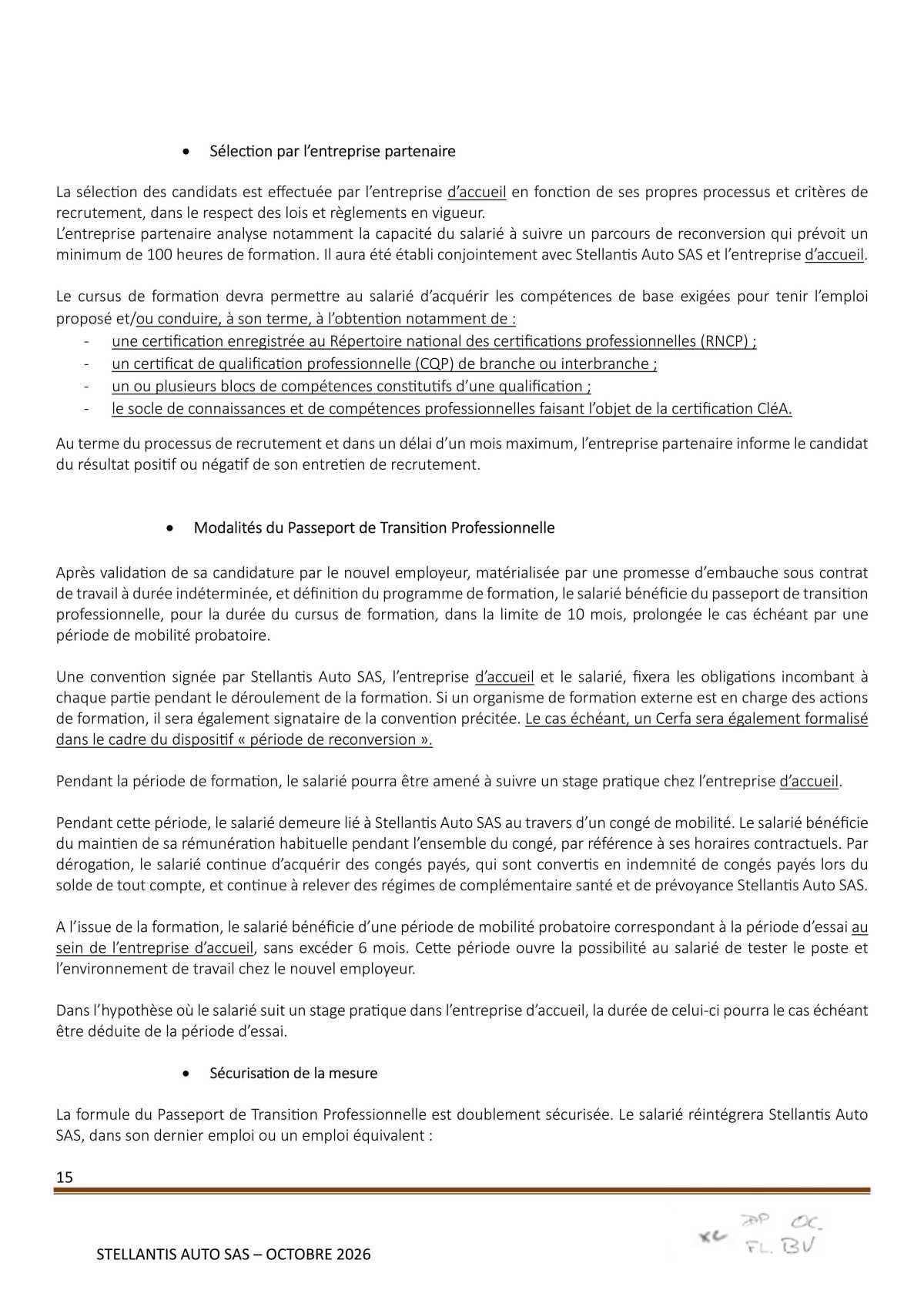Avenant à l'accord Stellantis Auto SAS relatif à la gestion des emplois et des parcours professionnels et aux ruptures conventionnelles collectives du 29 août 2025
