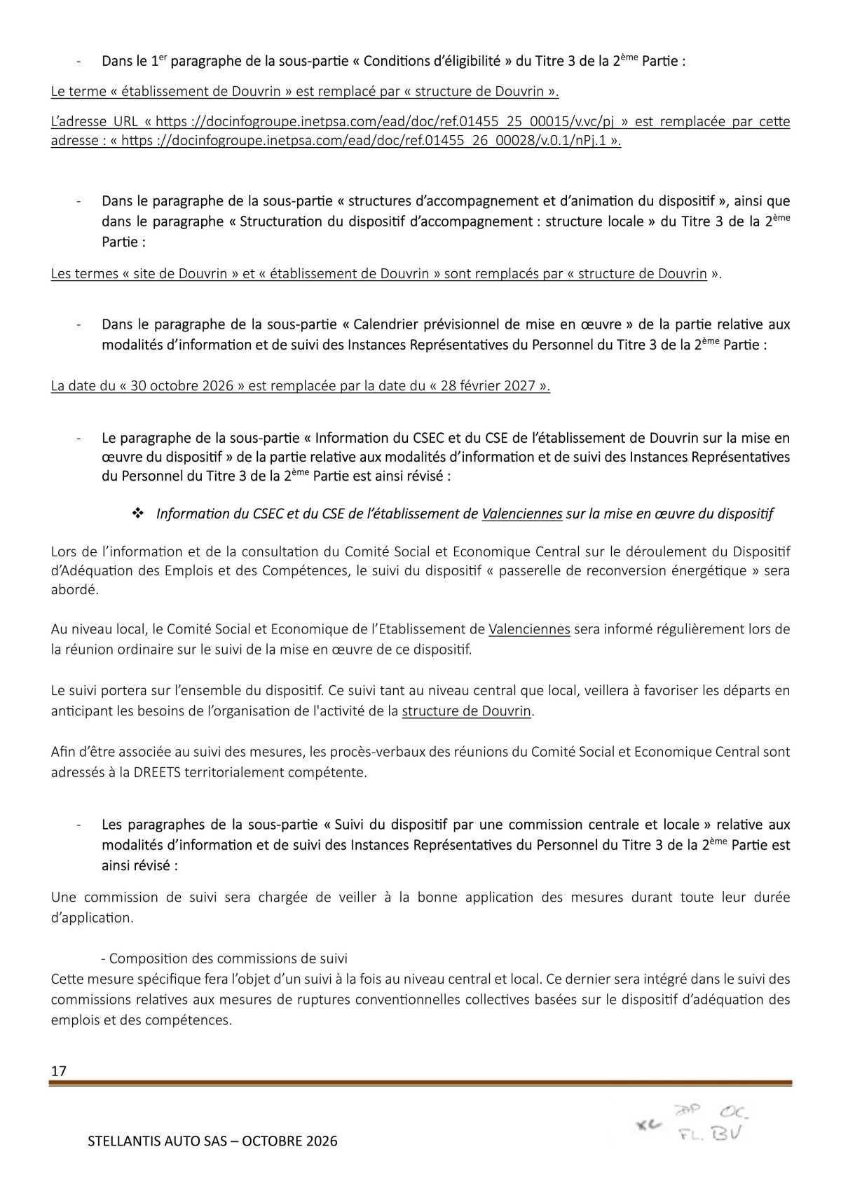 Avenant à l'accord Stellantis Auto SAS relatif à la gestion des emplois et des parcours professionnels et aux ruptures conventionnelles collectives du 29 août 2025