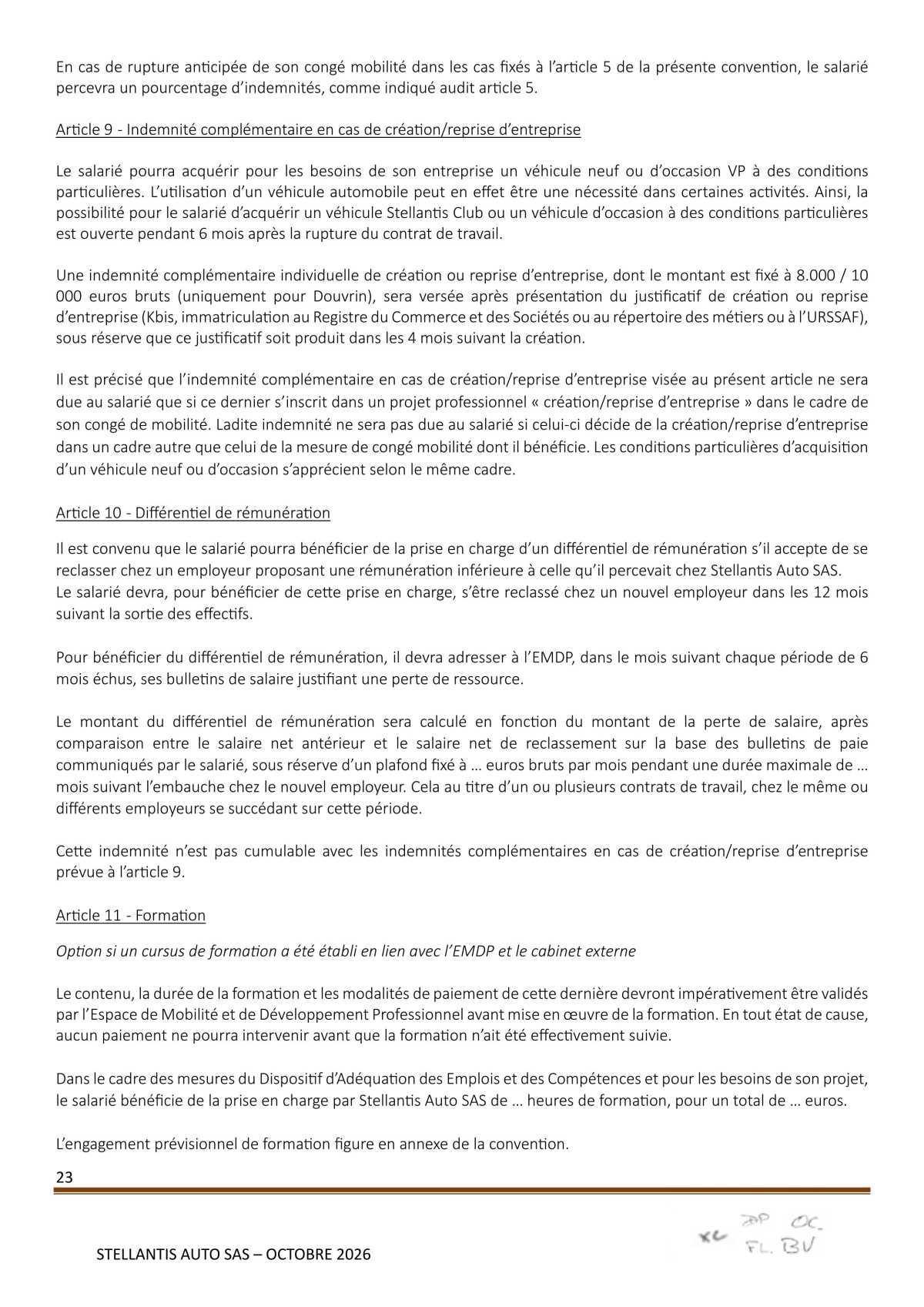 Avenant à l'accord Stellantis Auto SAS relatif à la gestion des emplois et des parcours professionnels et aux ruptures conventionnelles collectives du 29 août 2025