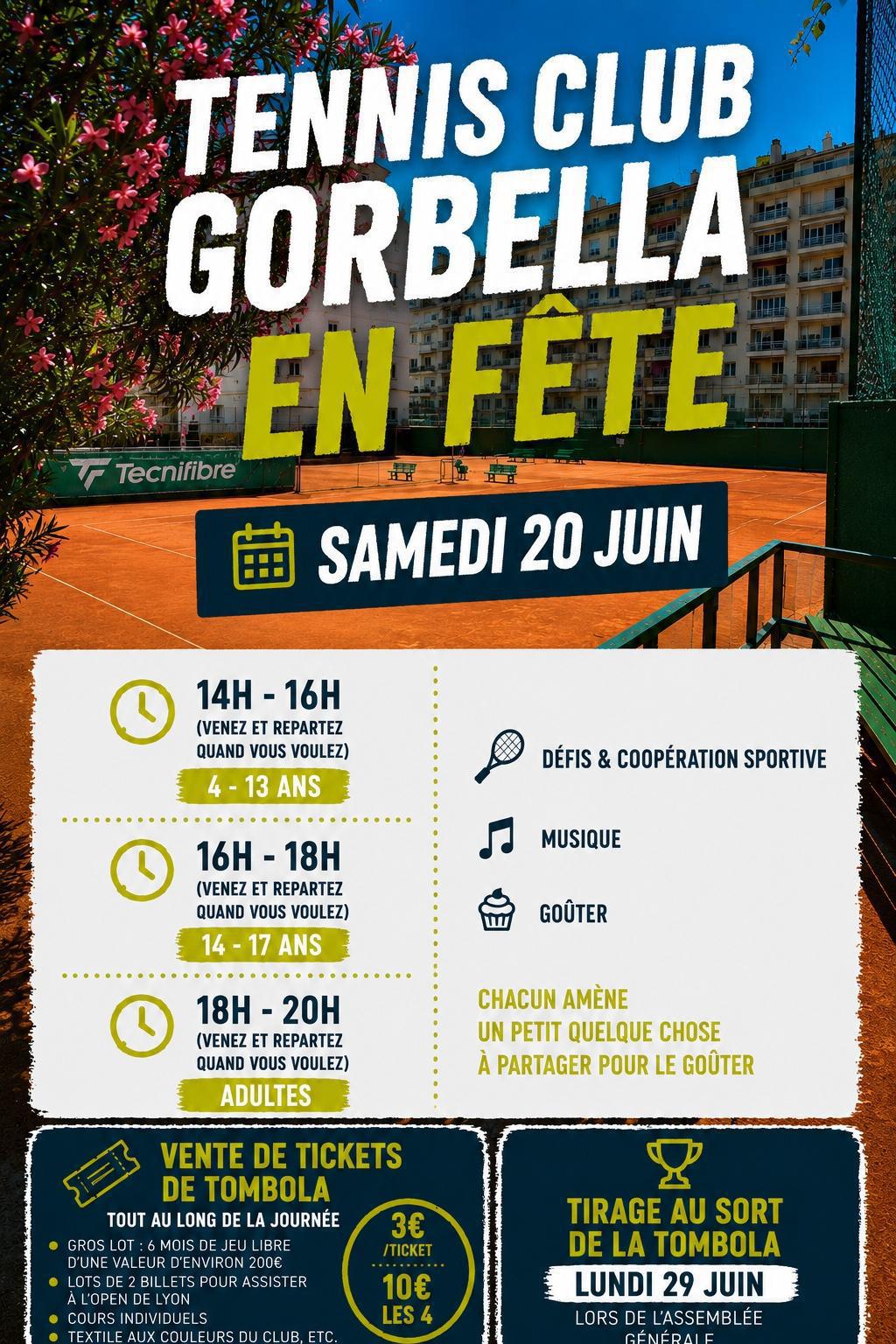 Samedi 20 Juin dès 14h: le TC Gorbella en fête
