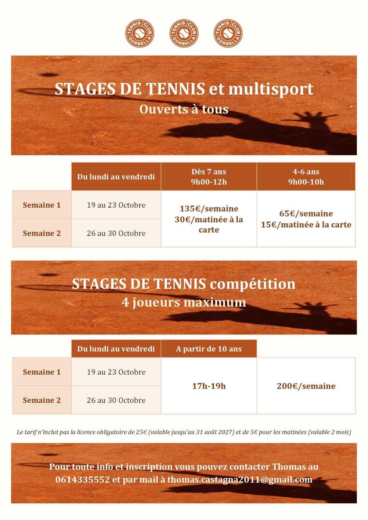 Stages de tennis
