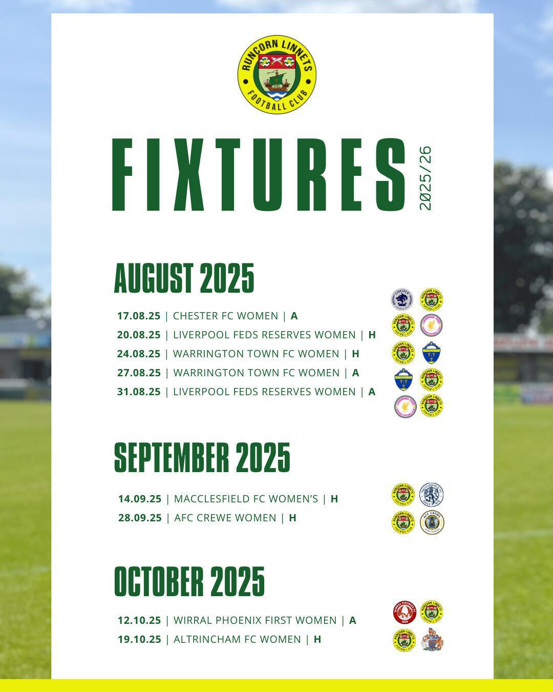 Ladies 2025/26 Fixtures Confirmed Ladies 2025/26 Fixtures Confirmed