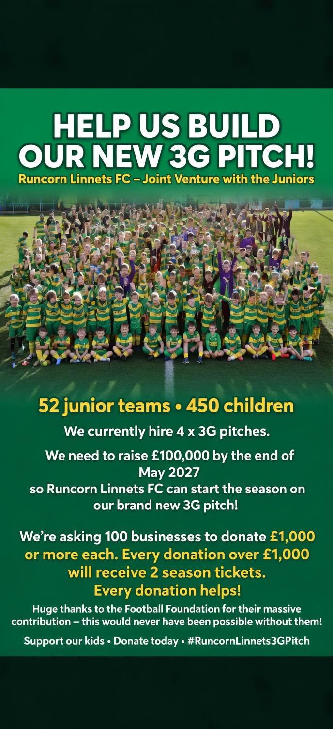 Runcorn Linnets set £100,000 goal for Stadium 3G