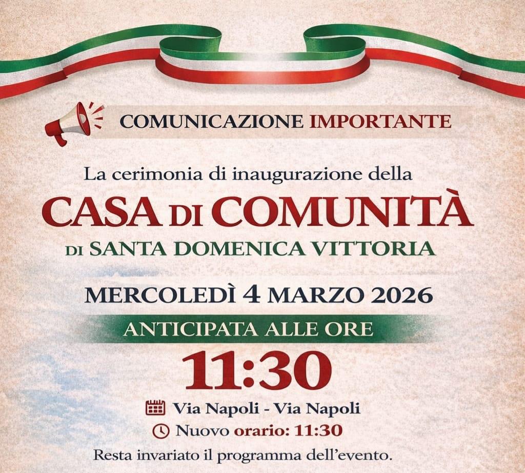 Inaugurazione della Casa di Comunità (inizio ore 11:30)