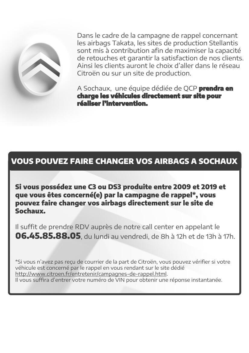 Airbags TAKATA : Changez vos airbags sur le site de Sochaux