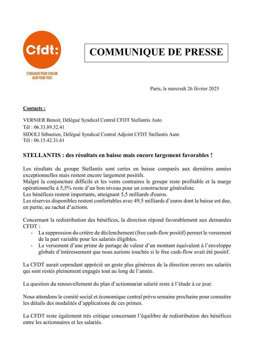 Communiqué de presse résultats 2024
