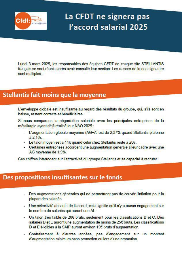 tract accord salariale 2025 la CFDT ne signera pas