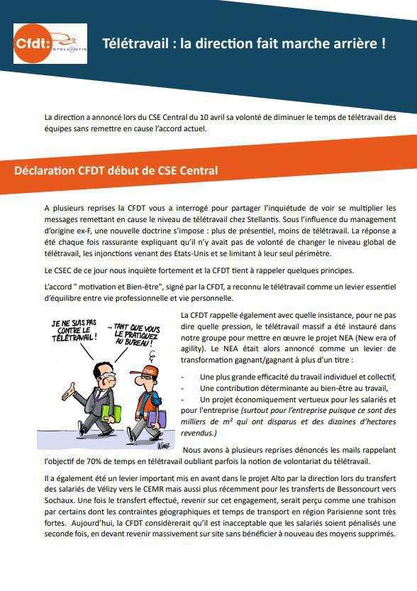 Télétravail : la direction fait marche arrière !