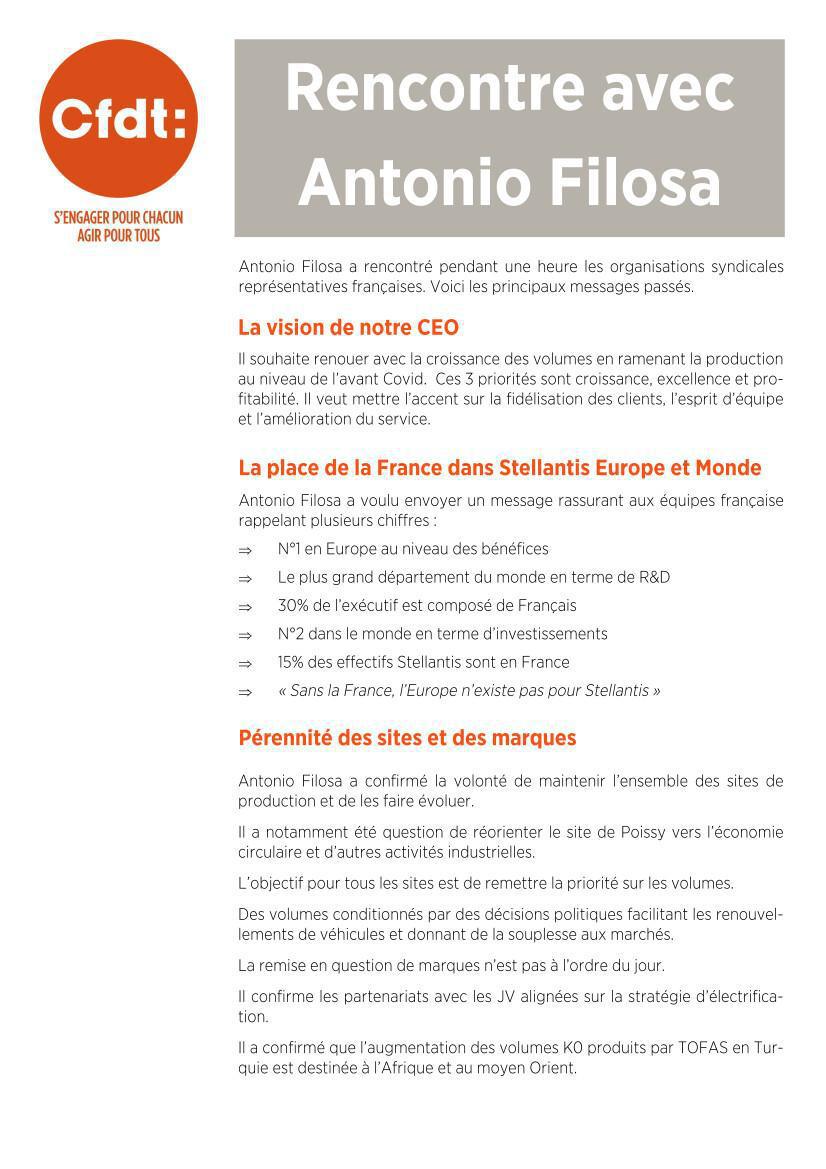 infos rencontre Antonio Filosa