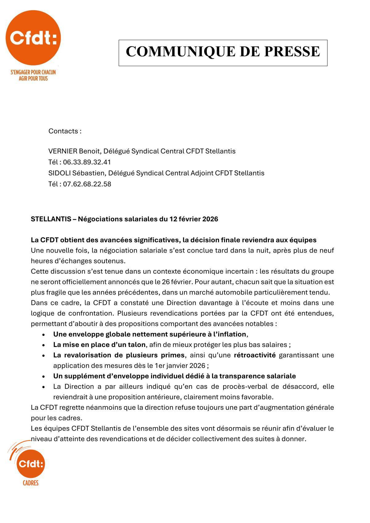 Tract fin de négociation
