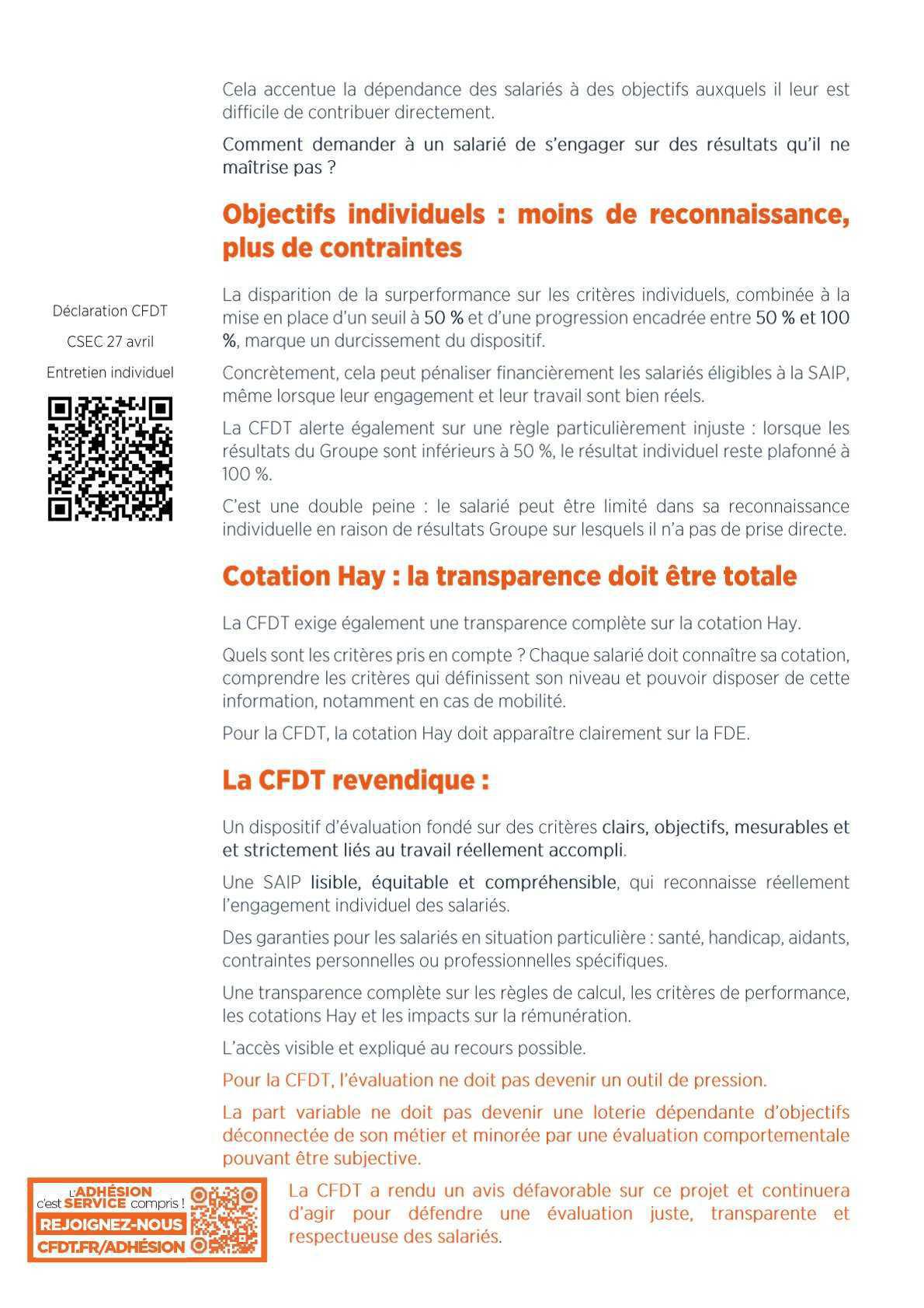 Tract CSEC extra avril évolution EI et SAIP