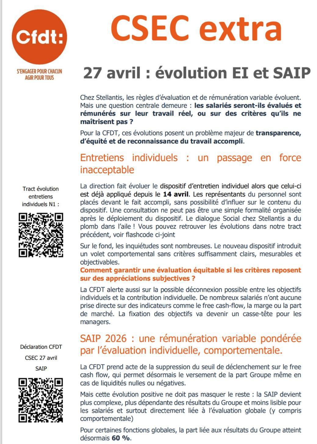Tract évolution EI et SAIP