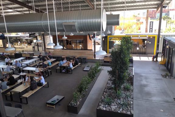 Dining in an old shipping container... sorta