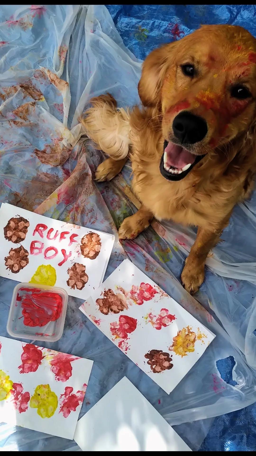 Dogs painting turned into Buff body art Dogs painting turned into Buff body art