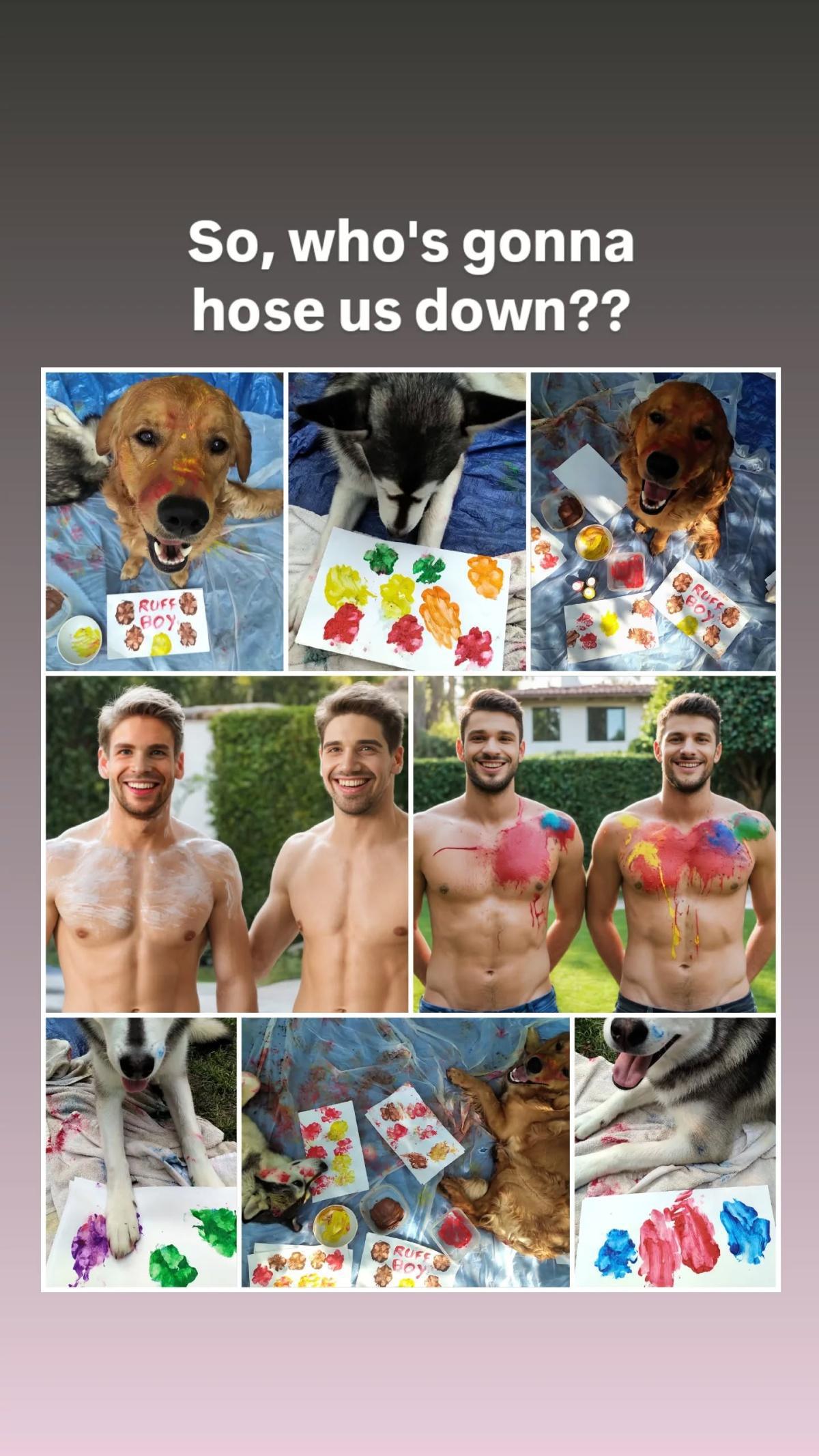 Dogs painting turned into Buff body art Dogs painting turned into Buff body art