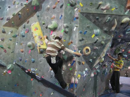 Blindfolded and harnessed Blindfolded and harnessed